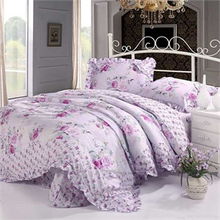 凱萌家紡 全棉斜紋韓版花邊環保印花四件套 花季蜜語 紫 帶禮盒怎么樣,好不好